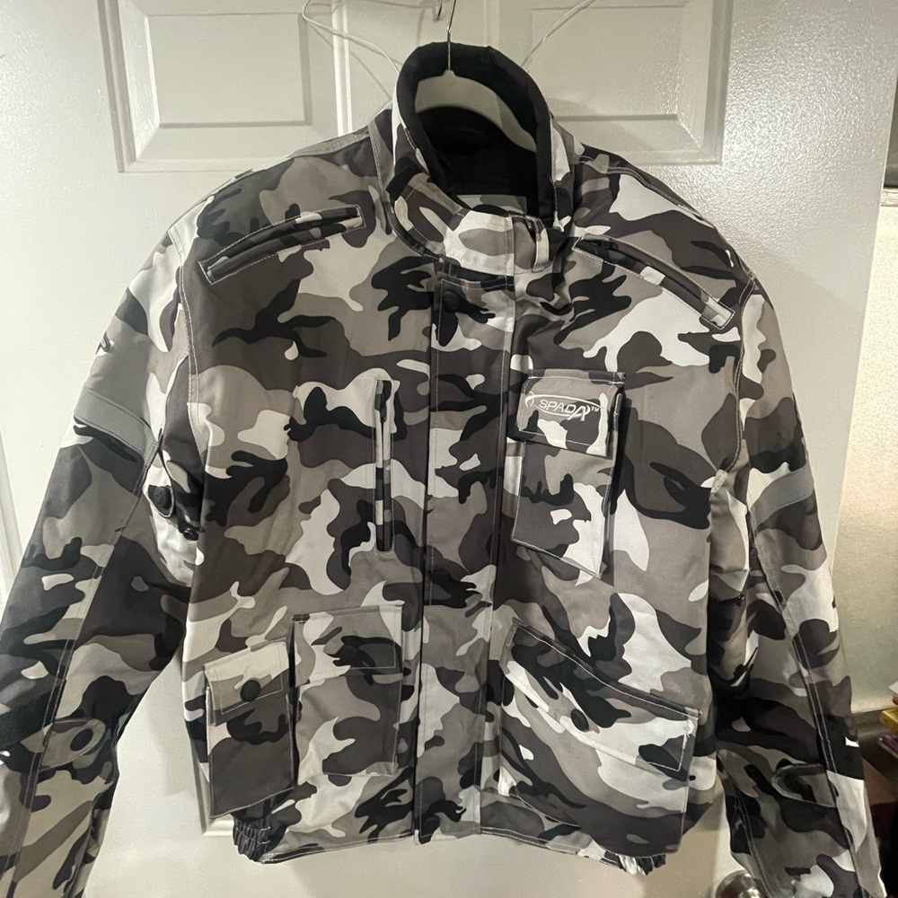 Black and Gray Military Field Jacket with Urban Camouflage